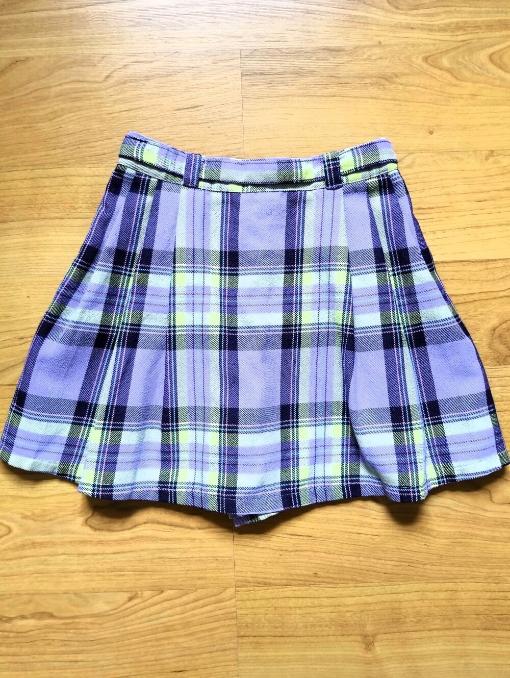 The Children's Place Purple Plaid Skort with Lime Accents